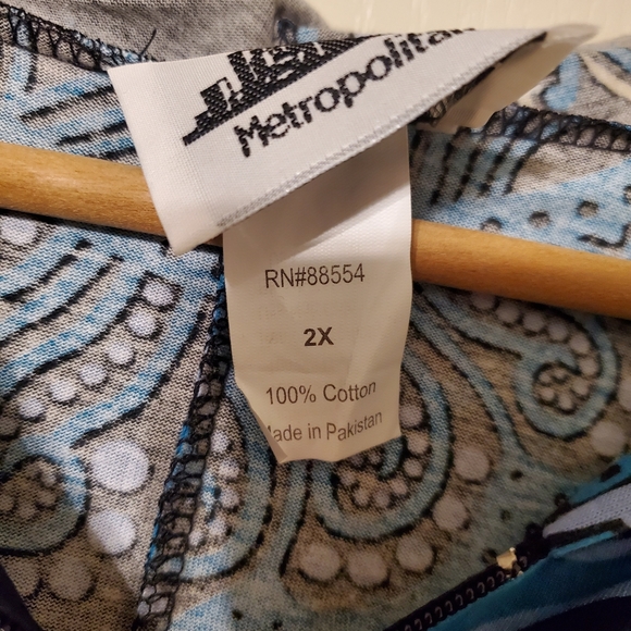 Metropolitan Black Blue Patterned Plus Size Lightweight Zip Hooded Jacket - Picture 5 of 13